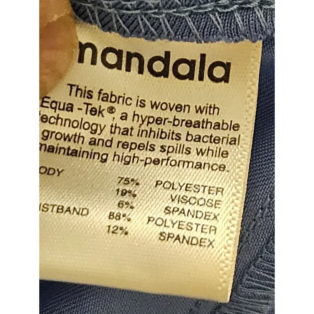 Mandala Scrub Pants Petite Medium PM M Womens Blue Wide Comfort Waistband